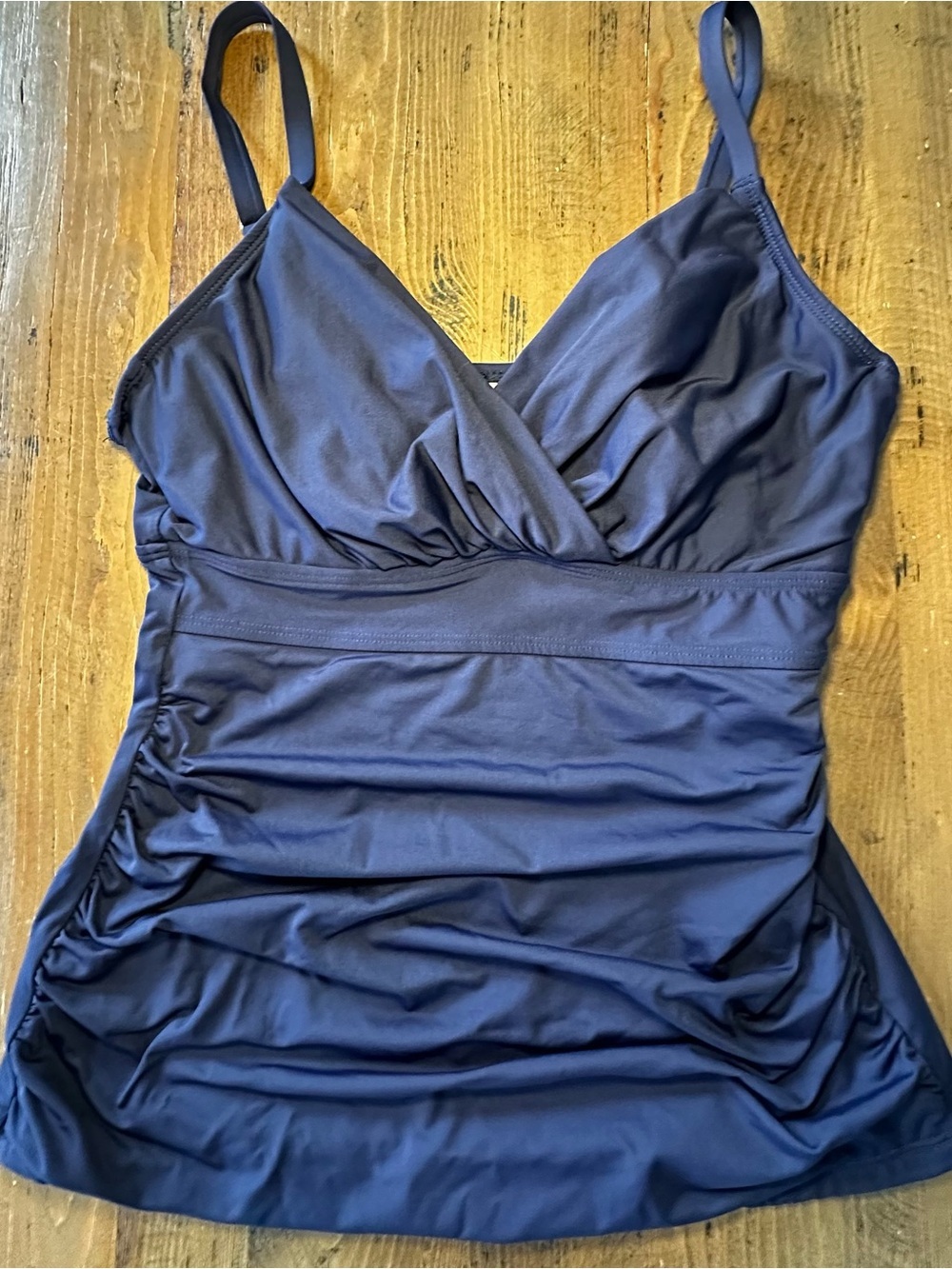 ANNE COLE Navy Tankini Swim Top, Size 34DD/36C